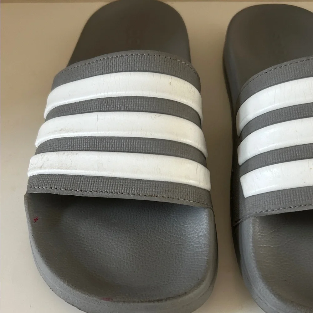adidas Gray and White Slide Sandals